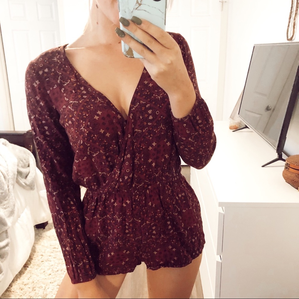 COPY - Paisley Maroon Long Sleeve Romper